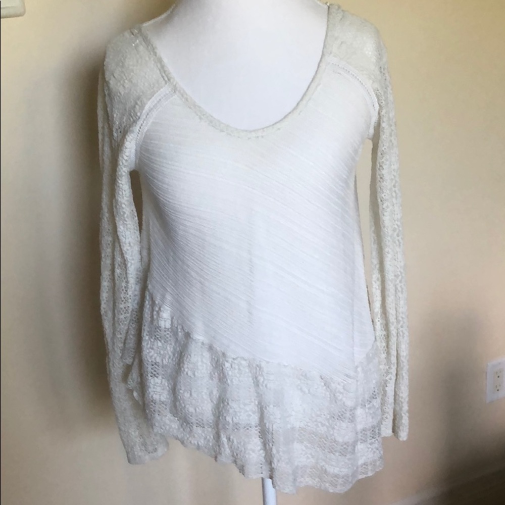 Free People Asymmetrical Lacy Shirt